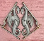 2 Vermont Castings Iron Wood Stove Warming Winged Dragon Shelf Brackets Htf. Fixed Price $127.49.