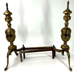 Mcm Brass Federal Andirons Heavy Gorgeous Intricate Hollywood Regency Cast. Fixed Price $295.00.