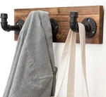 Mygift 3 Hook Wall Mounted Industrial Style Pipe Fixture And Wood Coat Rack. Fixed Price $36.99.