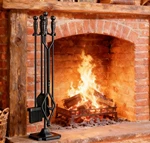 Fireplace Tools 5 Pieces Wrought Iron Fireset Woodstove Log Tongs Holder. Fixed Price $76.54.