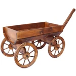 Wood Wagon Planter Pot Stand Rolling Garden Cart W/wheels For Patio Yard Decor. Fixed Price $95.25.