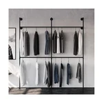 Pamo Industrial Pipe Clothing Metal Black - Wall Mounted Clothes Racks F.... Fixed Price $318.49.