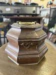 Vintage Colonial Williamsburg Octagon Wood Tea Caddy ( Missing The Key ). Fixed Price $40.00.