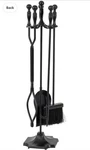 Modern Ember Harriet 5-PIECE Fireplace Tool Set Cascade Blk, Heavy Duty W/ Stand. Fixed Price $79.99.