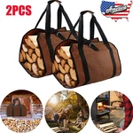 Firewood Log Carrier Bag Heavy Duty Waxed Canvas Tote Holder For Fireplace. Fixed Price $17.99.