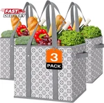 Wiselife Reusable Grocery Bags 3 Pack ,large Tote Water Resistant. Fixed Price $24.12.