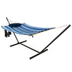 Costway Hammock Chair Stand Set Cotton Swing W/ Pillow Cup Holder Indoor Outdoor. Fixed Price $79.99.