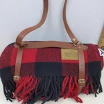 Pendleton Wool Blanket Leather Carrier Red Black Buffalo Plaid Usa 67X55.5. Fixed Price $108.99.
