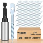 1/4 X 3 Inch Eye Lag Wood Screws Zinc Plated 25/8 Bit Kit Set 251 Pcs. Fixed Price $47.51.