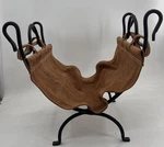 Vtg Firewood Log Carrier Rack Fireplace Holder Suede Folding. Fixed Price $169.00.