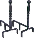Stylish Black Wrought Ball End Fireplace Andirons - Elegant Pair. Fixed Price $328.99.
