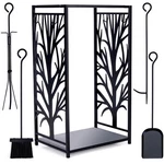 Firewood Rack Log Holder Storage Set With 4 Tools Brush, Shovel, Poker, .... Fixed Price $85.50.