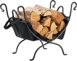 Deluxe Black Wrought Iron Firewood Log Holder Elegant Design (W-1866). Fixed Price $166.99.