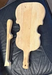Mountain Woods Bread Knife And Fiddle Shape Cutting Board. Fixed Price $35.00.