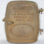 Ranger Cast Iron Wood Stove Feed Door Southern Co-operativer Foundry Rome Ga. Fixed Price $53.95.