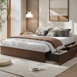 King Size Wood Platform Bed Frame 2 Storage Drawers Slat Support Garveehome. Fixed Price $369.99.