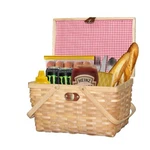 Vintiquewise Picnic Basket Gingham Natural Woodchip Lined Lid Movable Handles. Fixed Price $28.32.