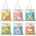 6 Pcs Easter Canvas Tote Bags 13 X Inch Reusable Bunny Gifts With Han.... Fixed Price $24.11.