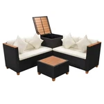 Patio Furniture Set 4 Piece Outdoor Sofa And Table Poly Rattan Black Vidaxl. Fixed Price $590.99.
