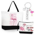 Dansydaisy 3 Pcs Lover Gift For Women Canvas Tote Bag Travel Cosmetic Flamingo. Fixed Price $23.99.