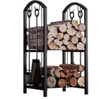 Fireplace Firewood Rack 5-PIECE Storage Logs Holder With Tools Set. Fixed Price $59.99.