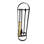 Fireplace Hearthside Tool Set Tall Black W/ Broom, Shovel, & Log Mover Poker. Fixed Price $90.00.