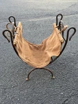 Vtg Firewood Log Carrier Rack Fireplace Holder Suede Folding. Fixed Price $98.99.