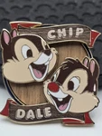 Chip And Dale Disney Authentic Pin-on-pin Rustic Wood Log Forest Metal. Fixed Price $17.50.