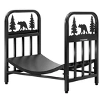 Vivohome 16.5" Wrought Iron Firewood Log Rack Bear Pattern Waterproof Indoor/out. Fixed Price $71.49.