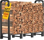 Amagabeli Firewood Log Rack Outdoor 4FT Heavy Duty Black. Fixed Price $107.99.