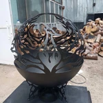Phoenix Wood Burning Pit Sphere 20", Custom Outdoor Metal Art Fireplace. Fixed Price $499.00.