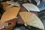 (3) Vtg Oriental Folding Hand Held Bamboo Wood Fans. Fixed Price $22.00.