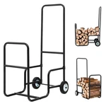 Rolling Firewood Log Cart Rack Storage Mover Indoors Outdoors Black. Fixed Price $35.99.