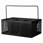 Modern Mesh Black Metal Countertop Utensil Caddy With Handle Silverware Napk. Fixed Price $89.99.