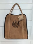 Vintage Orrville Log Carrier Natural Split Leather Made Usa Great Seal Of. Fixed Price $89.99.