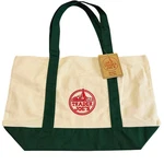 Trader Joe 2025 Christmas Green Large Canvas Shopping Bag, Off White. Fixed Price $33.00.