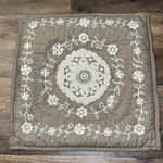 Plow & Hearth Set Of 2 Pillow Covers Embroidered Flower Vines Tan Beige 17.5. Fixed Price $34.99.