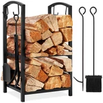 5-PCS Firewood Log Rack & Tools Set For Fireplace W/ Hook Broom Shovel Tongs. Fixed Price $72.90.