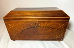 Antique 19TH Century English Regency Inlaid Wood Sarcophagus-form Tea Caddy Box. Fixed Price $1259.09.