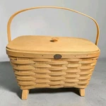 Peterboro Basket Co Footed Fireside Magazine Lid Wood Handmade Usa. Fixed Price $62.00.