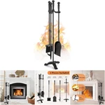30 Inch Black Wrought Iron Fireplace Tool Set 4 Pcs Chimney Poker Shovel Brush. Fixed Price $71.39.