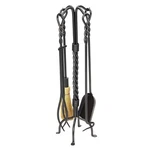 Minuteman Twisted Rope 5 Pc Wrought Iron Fireplace Tool Set Graphite. Fixed Price $278.21.
