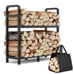 Hxjljy 2-TIER Large Firewood Rack Outdoor Indoor With Log Carrier Bag, 30" St.... Fixed Price $60.66.