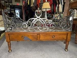 Late 1900S Fireside Log Holder/ Magazine Stand Wood Cast Iron With Drawers. Fixed Price $174.98.