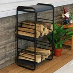 36.5 In Modern Rounded Edge Iron And Steel Firewood Log Rack By Sunnydaze. Fixed Price $59.47.