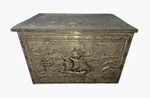 Vintage Embossed Brass Over Kindling Firewood Coal Storage Box Clipper Ship. Fixed Price $84.99.