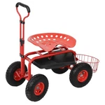 Steel Rolling Garden Cart With Swivel Steering/planter - Red By Sunnydaze. Fixed Price $84.67.