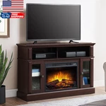 Furniture Barston Media Fireplace Stand For Up 55 Cherry Brown Finish. Fixed Price $418.83.