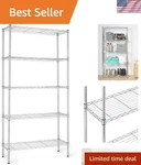Freestanding 5-SHELF Heavy-duty Wire Rack With Leveling Feet Quick Assembly. Fixed Price $149.99.