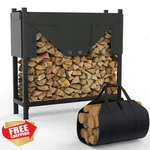 Walmann 4FT Firewood Rack, Steel Log Holder, Cover And Carry Bag, Indoor Outdoor. Fixed Price $144.99.